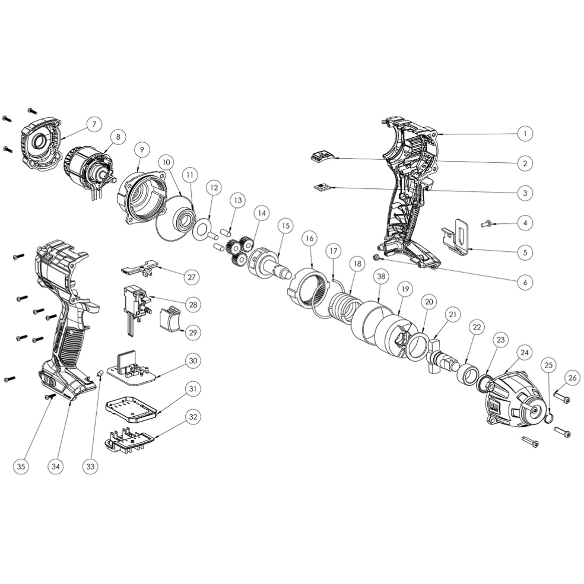 Ударный бесщеточный гайковерт, без АКБ, в коробке GB-500