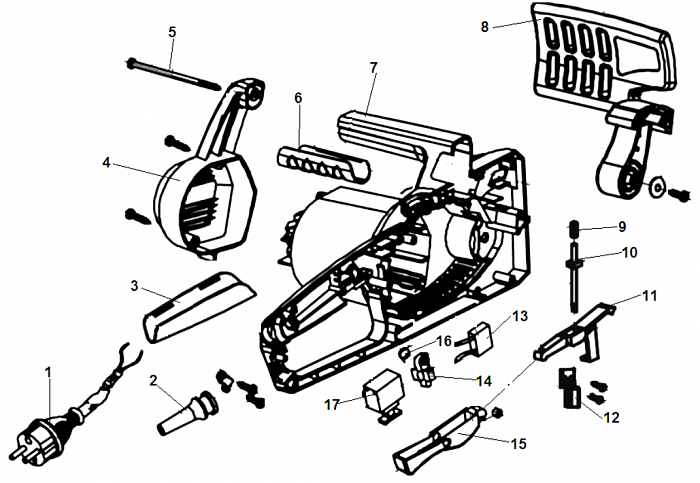 1 ВЫКЛЮЧАТЕЛЬ - КОРПУС ЭЛЕКТРОПИЛА CHAMPION 318-16